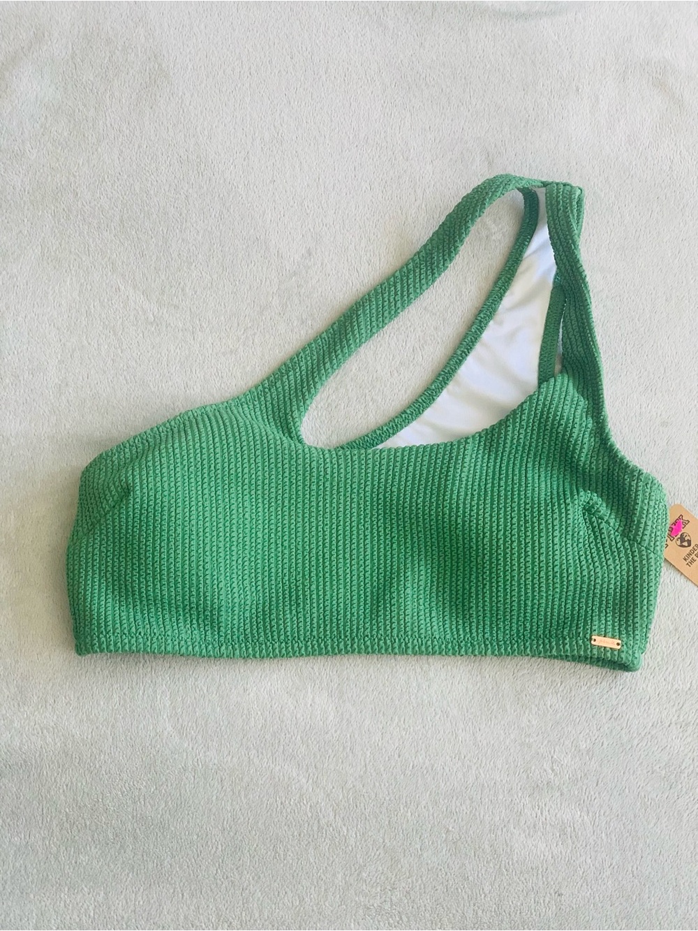 NWT Pink Bikini Top Green Small Women’s One Shoulder